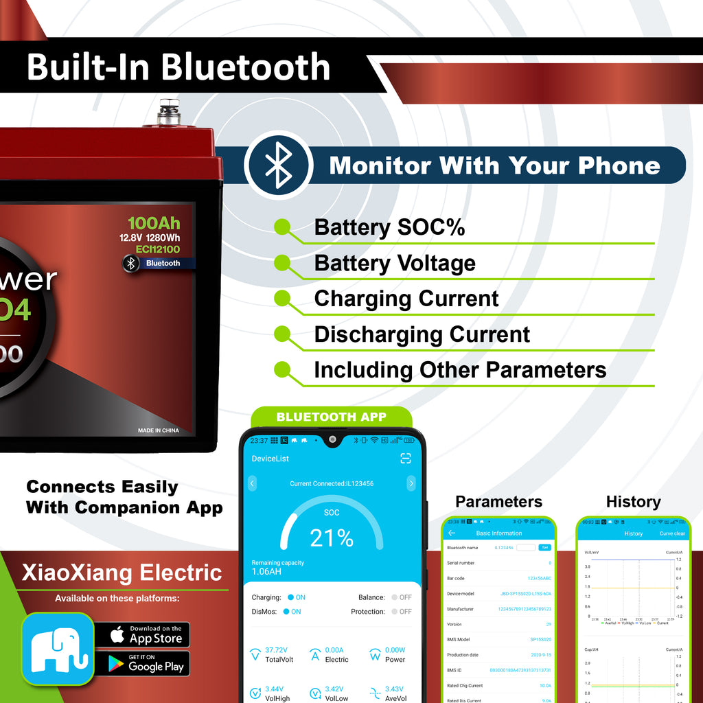 12V 100Ah - LiFePO4 Battery Bluetooth