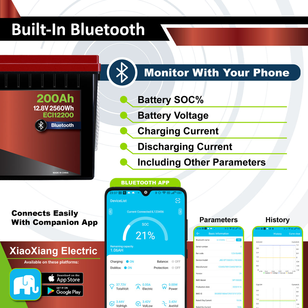 12V 200Ah - LiFePO4 Battery Bluetooth